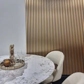 Gold/Black PVC Slatted Wall Panels UK – Waterproof Decorative Wood Effect Finish