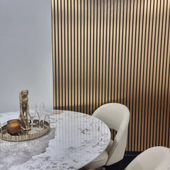 Gold/Black PVC Slatted Wall Panels UK – Waterproof Decorative Wood Effect Finish