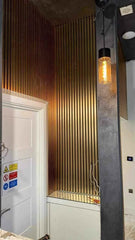 Gold/Black PVC Slatted Wall Panels UK – Waterproof Decorative Wood Effect Finish