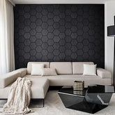 Charcoal/Black Hexagon Wood Wall Panels – Modern Decorative Wall Cladding for UK Homes & Offices