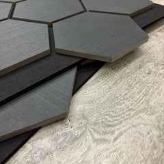 Charcoal/Black Hexagon Wood Wall Panels – Modern Decorative Wall Cladding for UK Homes & Offices