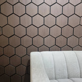 Walnut Hexagon Wood Wall Panels – Modern Decorative Wall Cladding for UK Homes & Offices