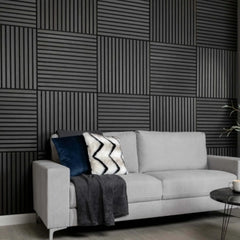 Charcoal Wooden Acoustic Wall Panels – 60cm x 60cm Wall Cladding UK