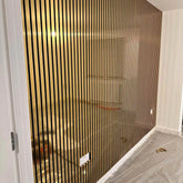 Metallic Gold Acoustic Slatted Wall Panels – Luxury Soundproof Panels