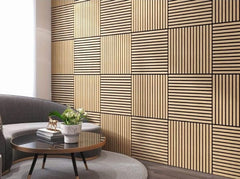 Light Oak Wooden Acoustic Wall Panels – 60cm x 60cm Wall Cladding UK