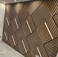 Light Oak Wooden Acoustic Wall Panels – 60cm x 60cm Wall Cladding UK