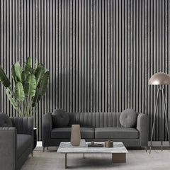 Dark Grey Premium Acoustic Wall Panels UK – Wooden 60×240cm Design