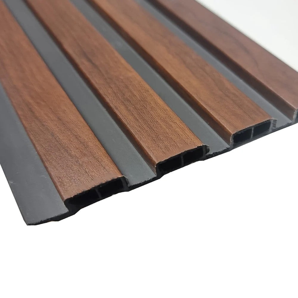 Dark Oak PVC Slatted Wall Panels UK – Waterproof Decorative Wood Effect Finish