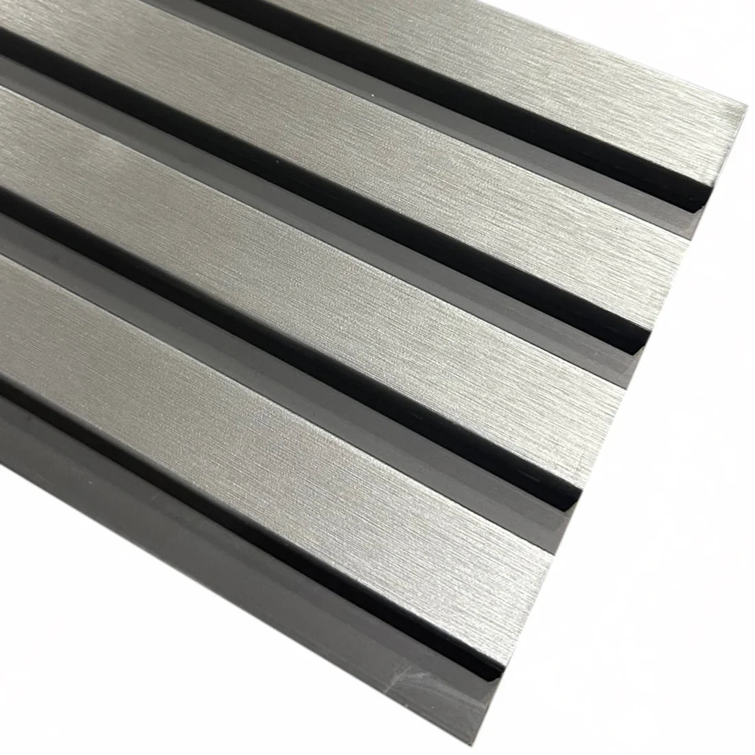 Chrome/Black PVC Slatted Wall Panels UK – Waterproof Decorative Wood Effect Finish