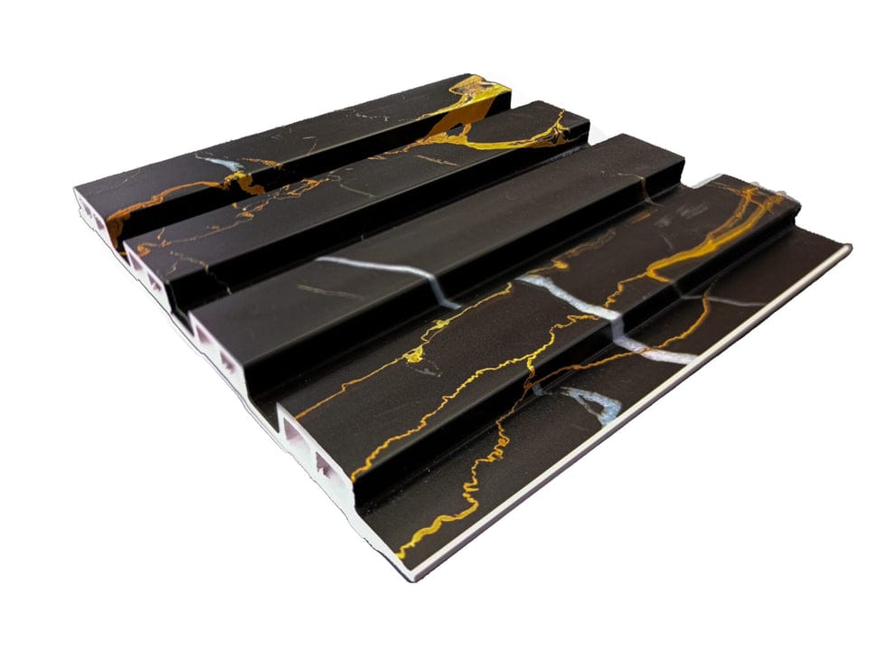 Black & Gold PVC Slatted Wall Panels UK – Waterproof Decorative Wood Effect Finish