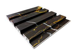 Black & Gold PVC Slatted Wall Panels – Waterproof Wood Effect Finish