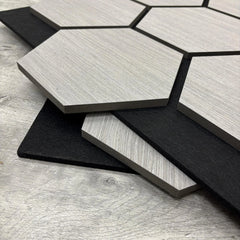 Ash Grey Hexagon Wood Wall Panels – Modern Decorative Wall Cladding for UK Homes & Offices