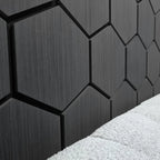 Charcoal/Black Hexagon Wood Wall Panels – Modern Decorative Wall Cladding for UK Homes & Offices