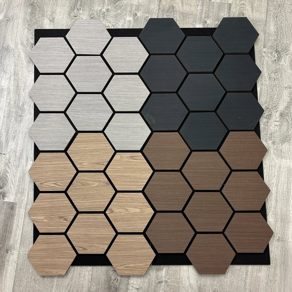 Ash Grey Hexagon Wood Wall Panels – Modern Decorative Wall Cladding for UK Homes & Offices