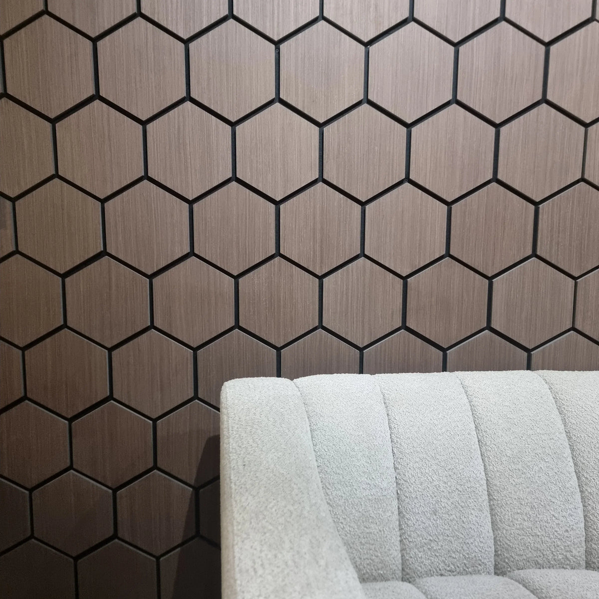 Walnut Hexagon Wood Wall Panels – Modern Decorative Wall Cladding for UK Homes & Offices