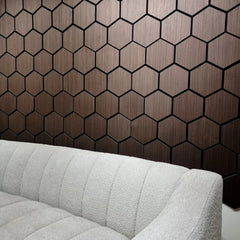 Walnut Hexagon Wood Wall Panels – Modern Decorative Wall Cladding for UK Homes & Offices