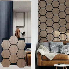 Light Oak Hexagon Wood Wall Panels – Modern Decorative Wall Cladding for UK Homes & Offices