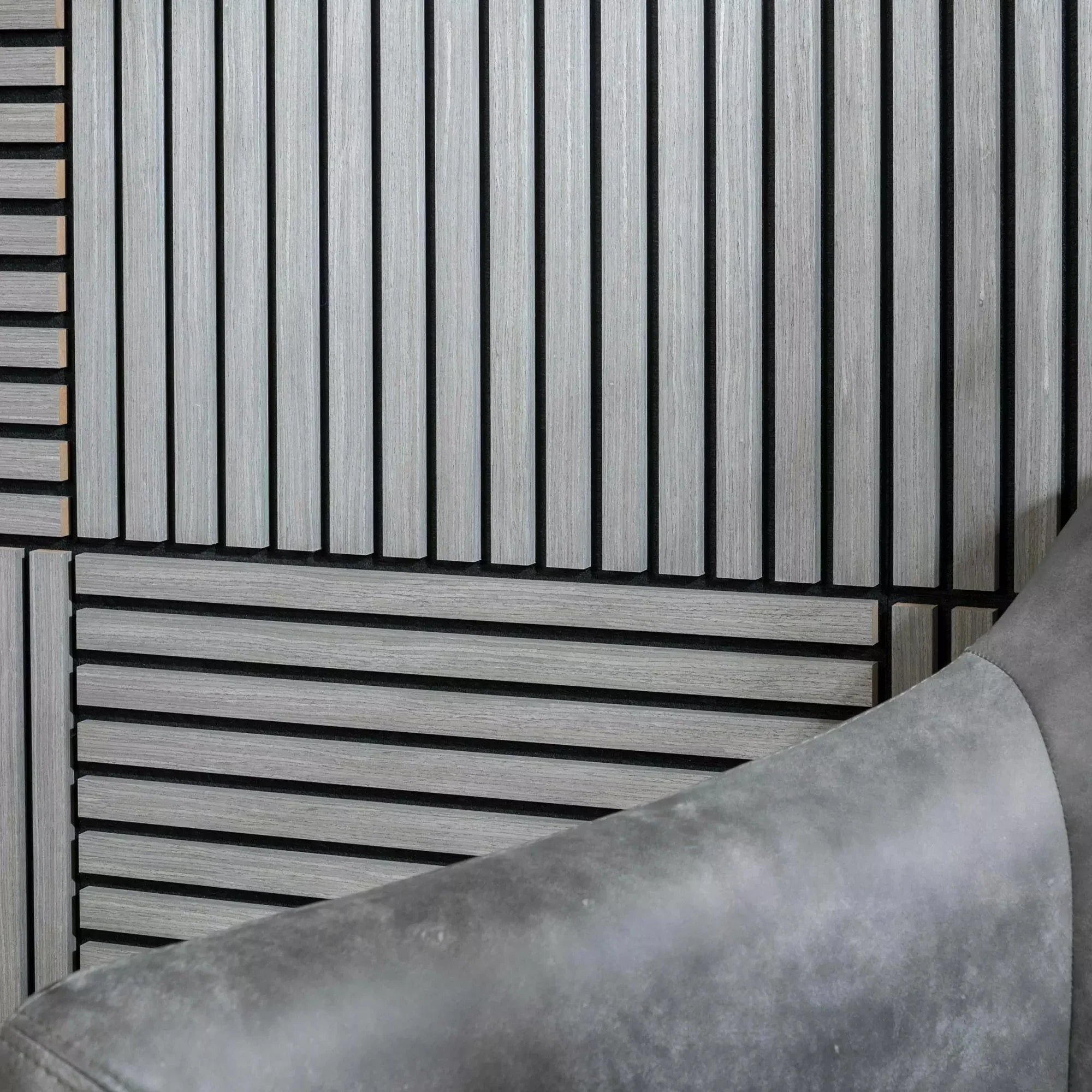 Ash Grey Wooden Acoustic Wall Panels UK – 60cm x 60cm Soundproof Wall Cladding UK