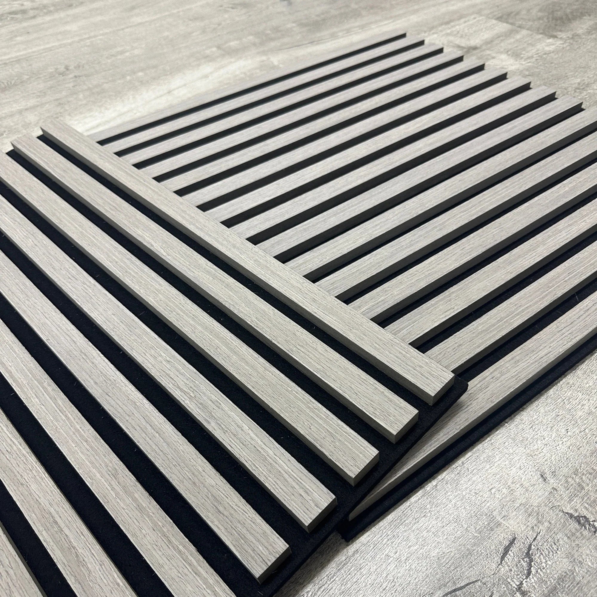Ash Grey Wooden Acoustic Wall Panels UK – 60cm x 60cm Soundproof Wall Cladding UK