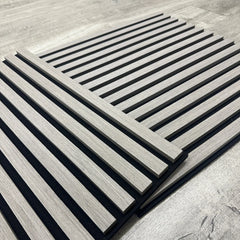 Ash Grey Wooden Acoustic Wall Panels – 60cm x 60cm Wall Cladding uk