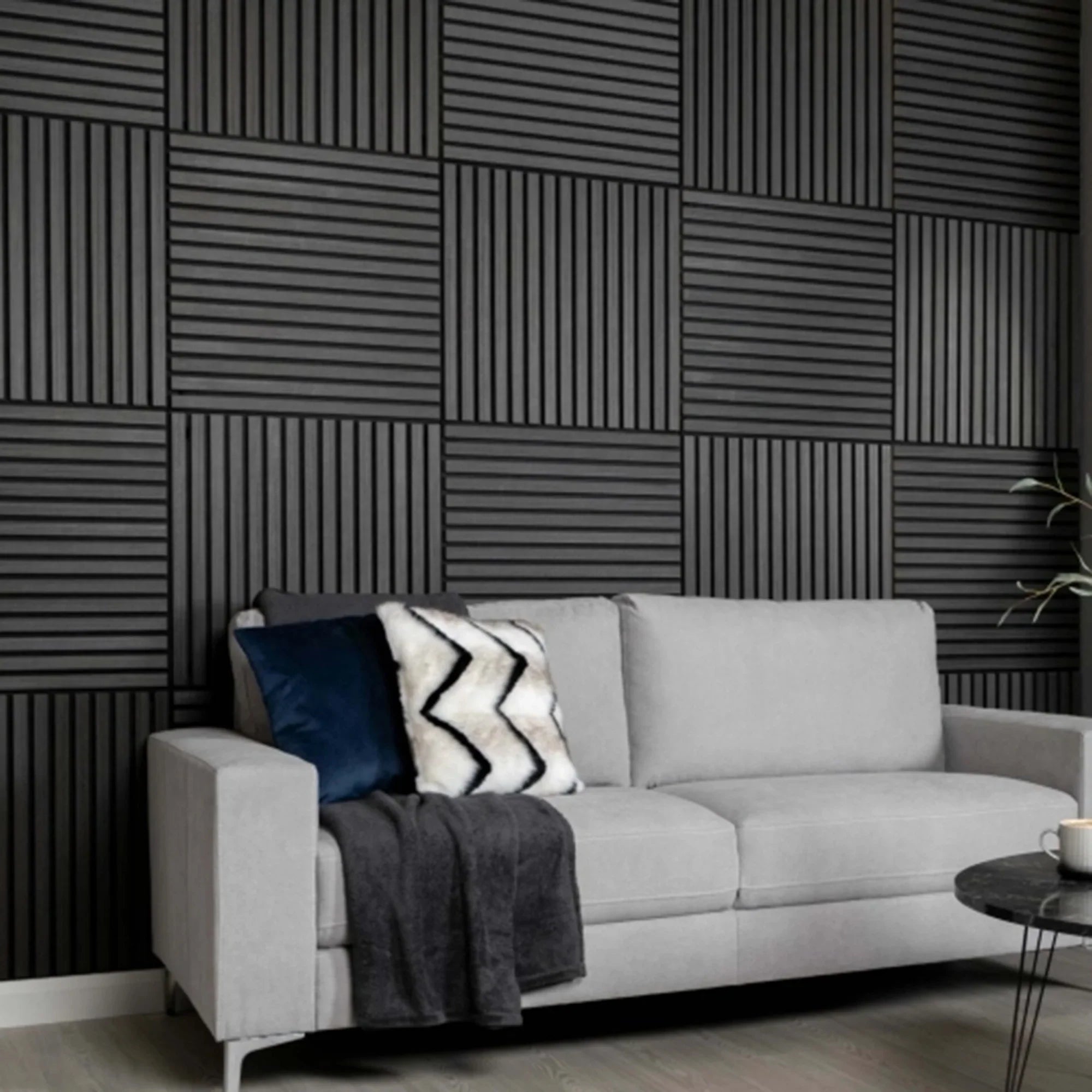 Charcoal Wooden Acoustic Wall Panels UK – 60cm x 60cm Soundproof Wall Cladding UK