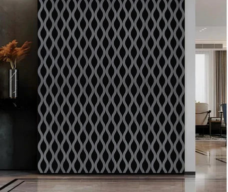 Dark Grey Acoustic Waved Wall Panel (60×240cm) – Modern Soundproof HDF Panels UK