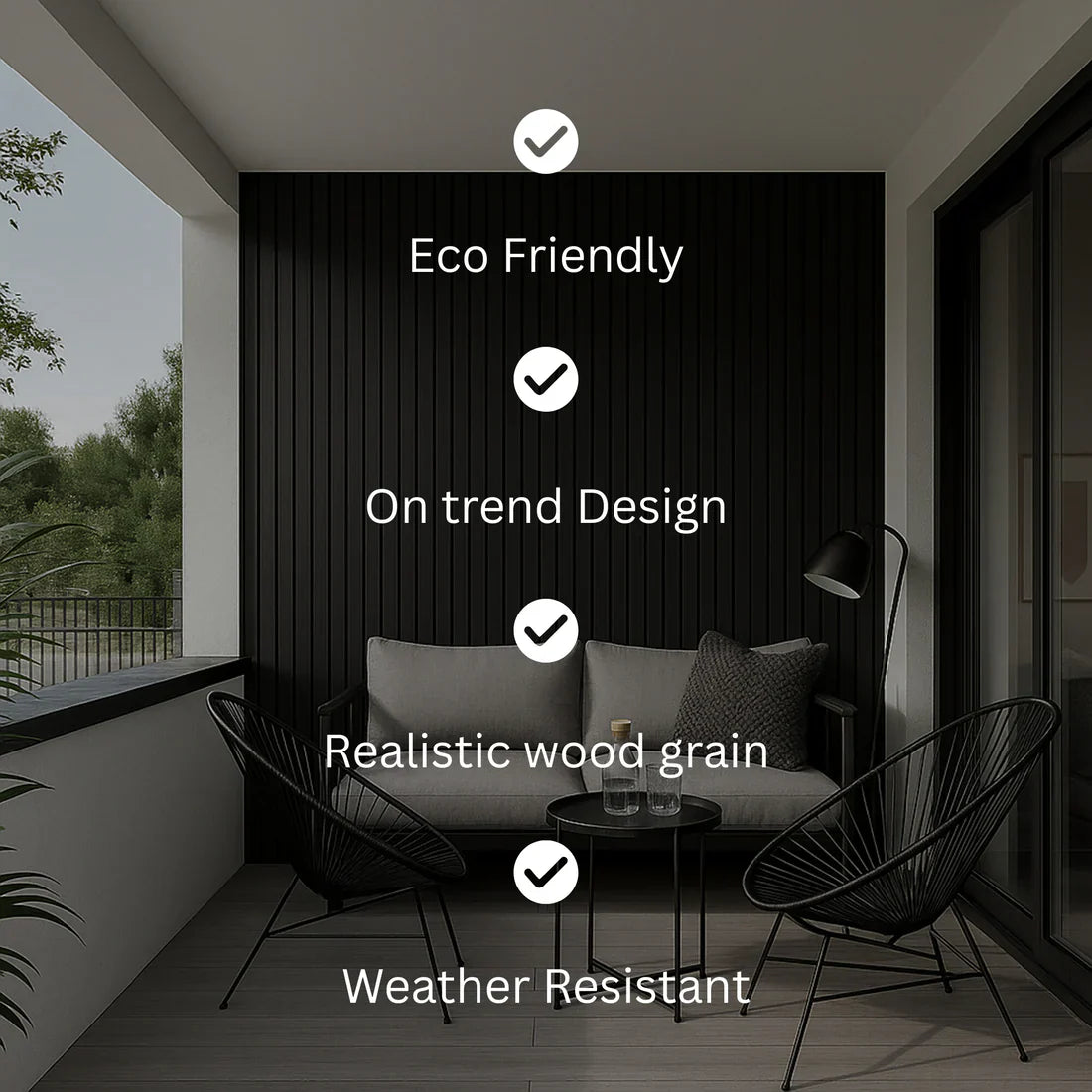 Black PVC Exterior Wall Panels – Waterproof Outdoor & Garden Cladding