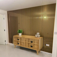 Metallic Gold Acoustic Slatted Wall Panels – Luxury Soundproof Panels