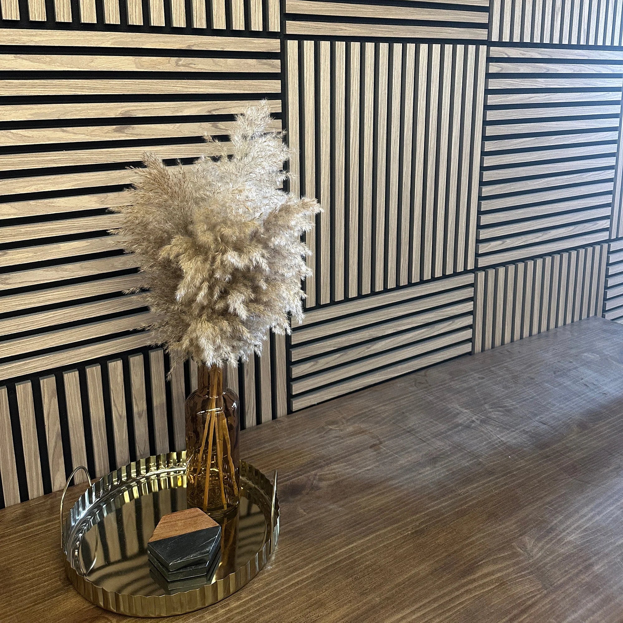 Light Oak Wooden Acoustic Wall Panels UK – 60cm x 60cm Soundproof Wall Cladding UK