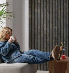 Premium Black and Gold Marble Effect Acoustic Wall Panel