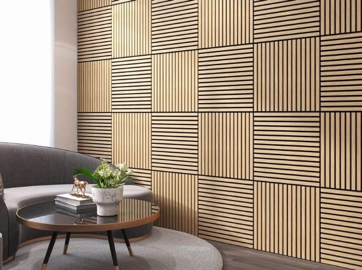 Light Oak Wooden Acoustic Wall Panels UK – 60cm x 60cm Soundproof Wall Cladding UK