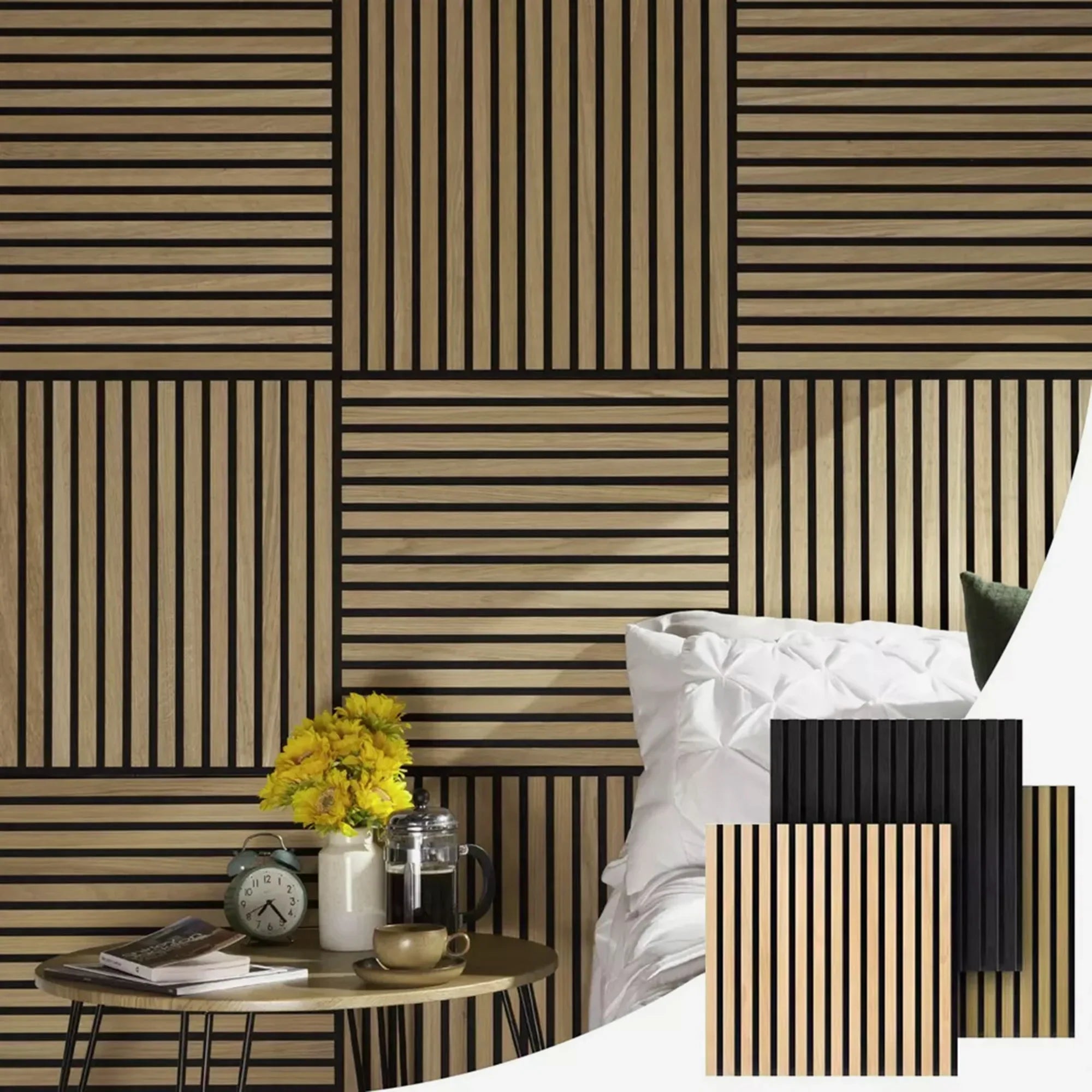 Light Oak Wooden Acoustic Wall Panels UK – 60cm x 60cm Soundproof Wall Cladding UK
