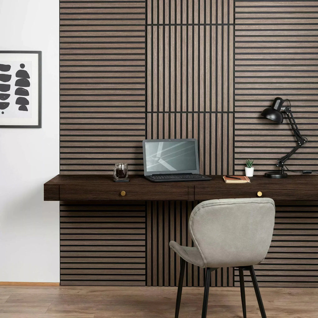 Walnut Wooden Acoustic Wall Panels UK – 60cm x 60cm Soundproof Wall Cladding UK