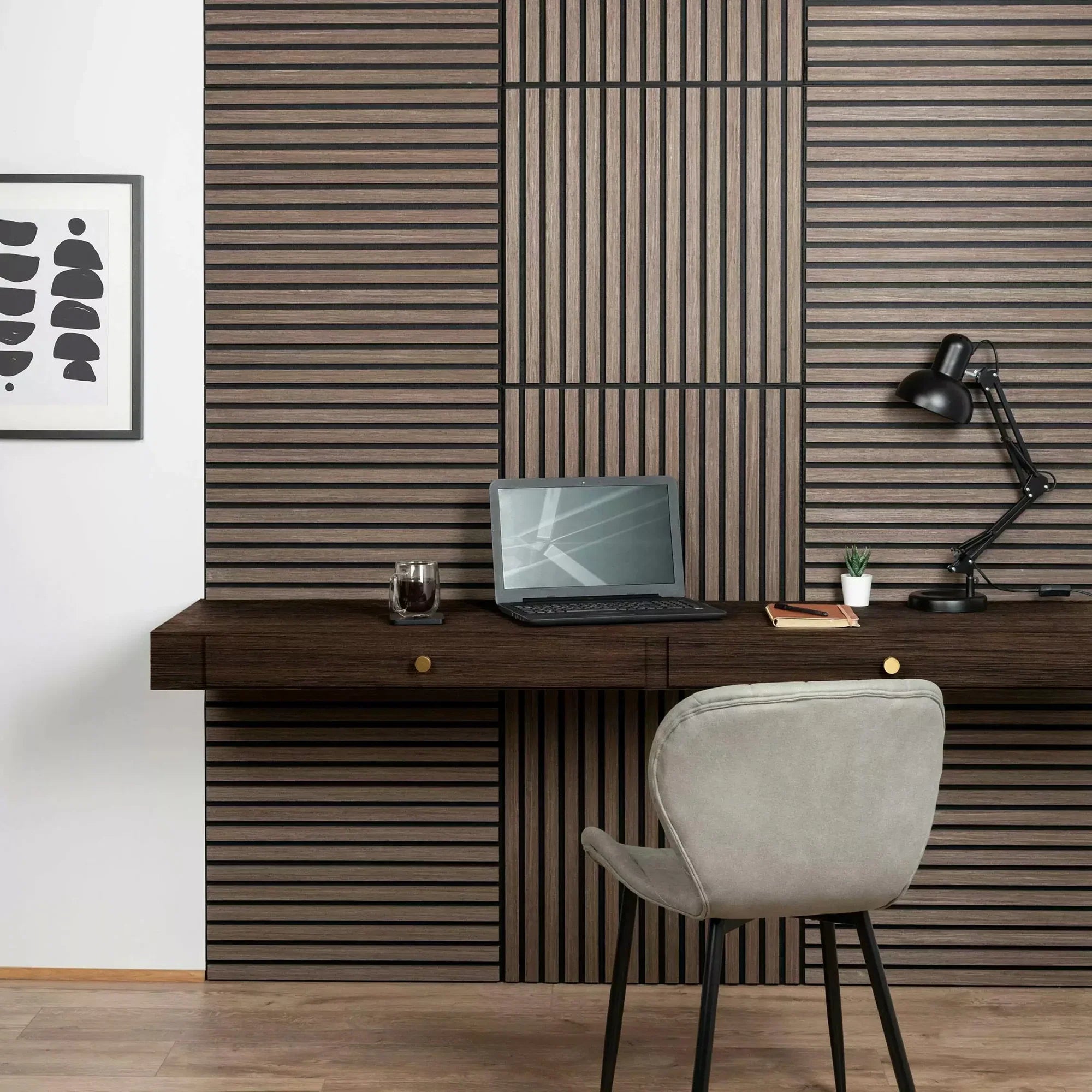 Walnut Wooden Acoustic Wall Panels UK – 60cm x 60cm Soundproof Wall Cladding UK