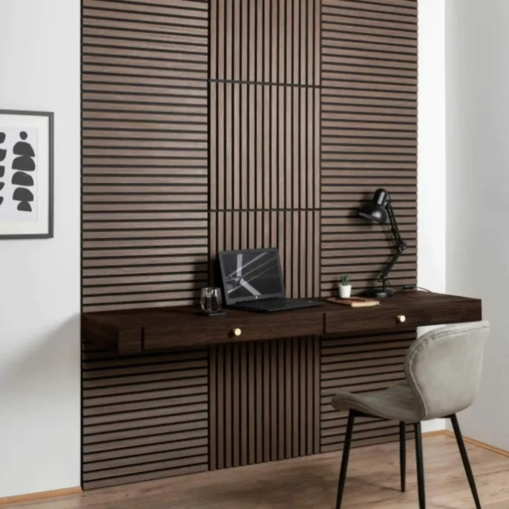 Walnut Wooden Acoustic Wall Panels UK – 60cm x 60cm Soundproof Wall Cladding UK
