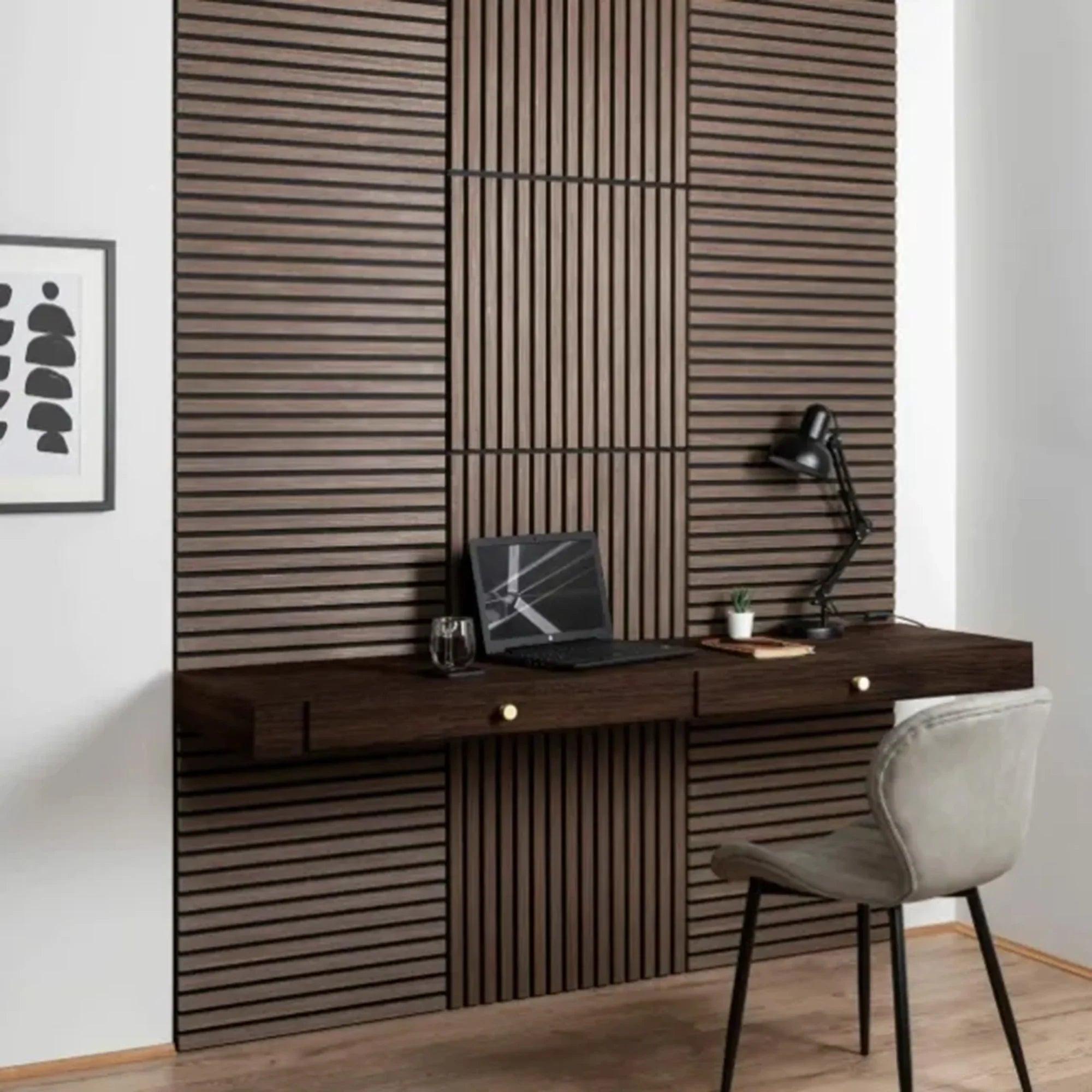 Walnut Wooden Acoustic Wall Panels UK – 60cm x 60cm Soundproof Wall Cladding UK