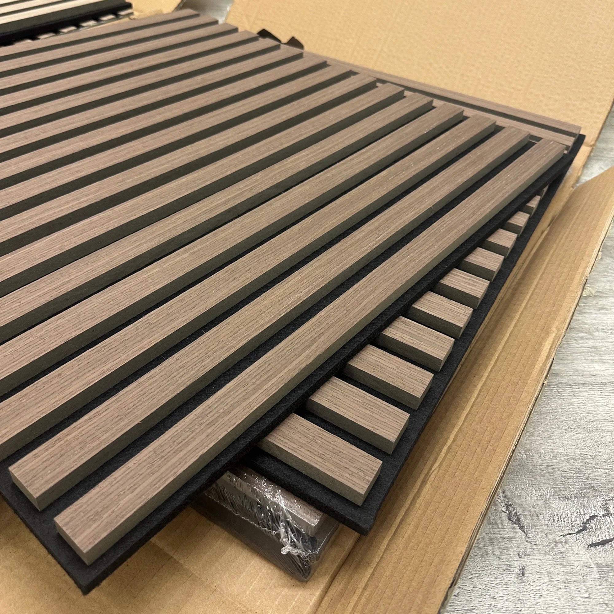 Walnut Wooden Acoustic Wall Panels UK – 60cm x 60cm Soundproof Wall Cladding UK