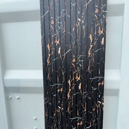 Black & Gold PVC Slatted Wall Panels – Waterproof Wood Effect Finish