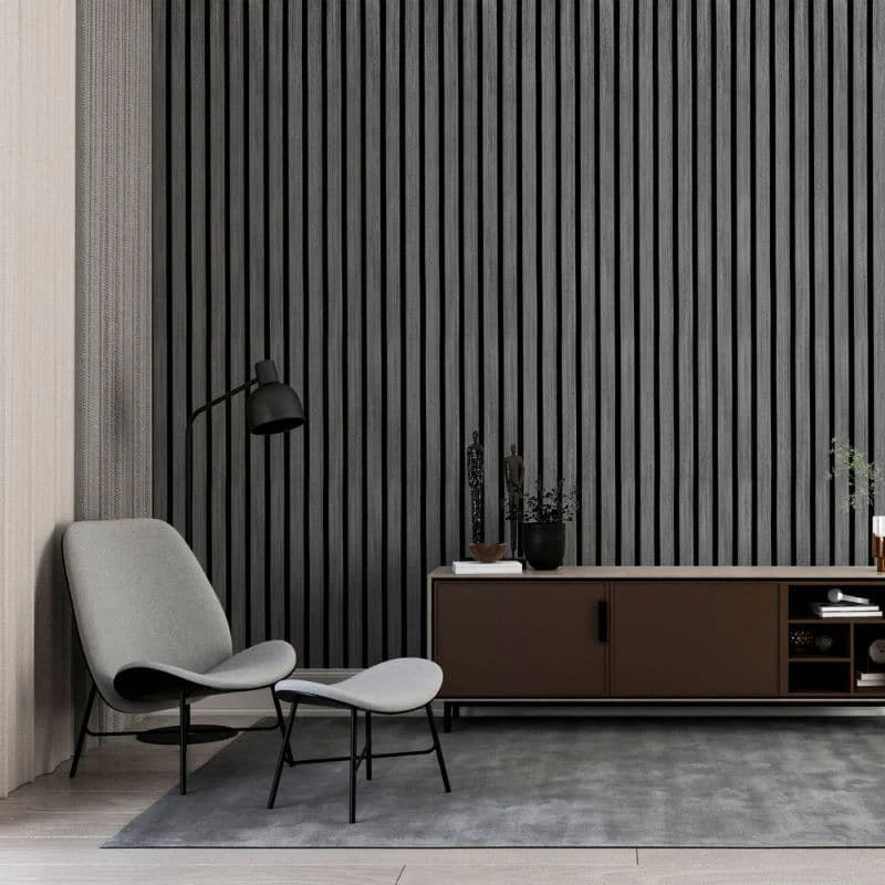Dark Grey Premium Acoustic Wall Panels UK – Wooden 60×240cm Design