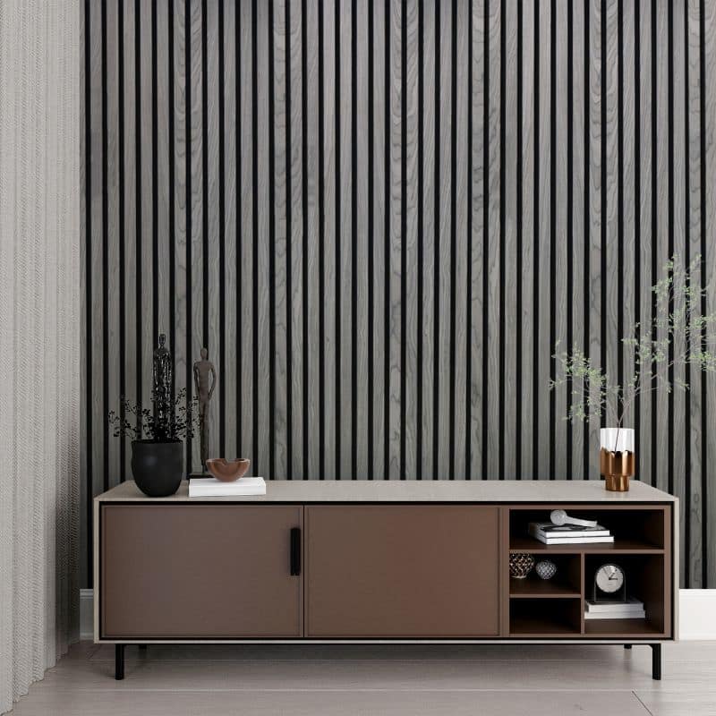 Dark Grey Premium Acoustic Wall Panels UK – Wooden 60×240cm Design